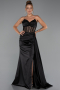 Abendkleid Lang Satin Schwarz ABU5288