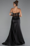 Abendkleid Lang Satin Schwarz ABU5288