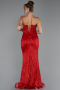 Abendkleid Lang Perlenbesetzt Rot ABU5292