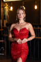 Abendkleid Lang Perlenbesetzt Rot ABU5292