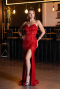 Abendkleid Lang Perlenbesetzt Rot ABU5292