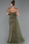 Abendkleid Lang Perlenbesetzt Khaki ABU5297