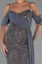 Abendkleid Lang Perlenbesetzt Anthrazit ABU5316