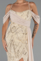 Abendkleid Lang Perlenbesetzt Beige ABU5316