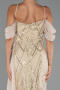Abendkleid Lang Perlenbesetzt Beige ABU5316