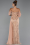 Abendkleid Lang Perlenbesetzt Gold ABU5316