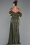 Abendkleid Lang Perlenbesetzt Khaki ABU5316