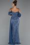 Abendkleid Lang Perlenbesetzt Indigo ABU5316