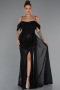 Abendkleid Lang Perlenbesetzt Schwarz ABU5316