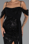 Abendkleid Lang Perlenbesetzt Schwarz ABU5316