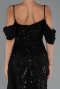 Abendkleid Lang Perlenbesetzt Schwarz ABU5316