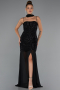 Abendkleid Kurz Perlenbesetzt Schwarz ABK2443