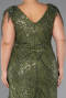 Abendgarderobe in Großen Größen Lang Perlenbesetzt Khaki ABU5336