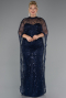 Brautkleid In Übergröße Lang Perlenbesetzt Marineblau ABU5328