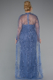 Brautkleid In Übergröße Lang Perlenbesetzt Blau ABU5328