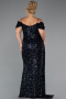 Abendkleid in Übergröße Lang Marineblau ABU5232