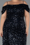 Abendkleid in Übergröße Lang Marineblau ABU5232
