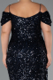 Abendkleid in Übergröße Lang Marineblau ABU5232