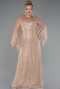Abendkleid in Übergröße Lang Perlenbesetzt Gold ABU5243