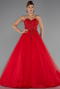 Designer Verlobungskleid Lang Rot ABU5341