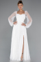 Abendkleid Lang Spitze Weiß ABU5334