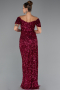 Abendkleid Lang Schuppig Fuchsie ABU5594