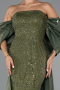 Abendkleid Lang Perlenbesetzt Khaki ABU5335