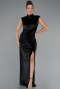 Abendkleid Lang Samt Schwarz ABU5373