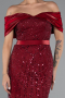 Partykleid Midi Perlenbesetzt Weinrot ABK2453