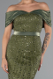 Partykleid Midi Perlenbesetzt Khaki ABK2453