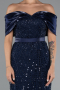 Partykleid Midi Perlenbesetzt Marineblau ABK2453