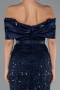 Partykleid Midi Perlenbesetzt Marineblau ABK2453