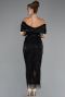Partykleid Midi Perlenbesetzt Schwarz ABK2453