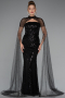 Abendkleid Lang Perlenbesetzt Schwarz ABU5363