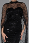 Schwarz Abendkleid Lang ABU4517