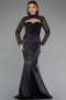 Abendkleid Lang Satin Schwarz ABU4765