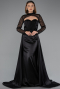 Abendkleid Lang Satin Schwarz ABU4765