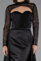 Abendkleid Lang Satin Schwarz ABU4765