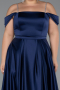 Kleider in Großen Größen Lang Satin Marineblau ABU5346