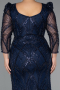 Abendkleid Lang Perlenbesetzt Marineblau ABU5387