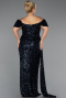 Marineblau Abendkleid İn Übergröße Schuppig Lang ABU4863