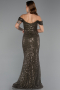 Abendkleid Lang Perlenbesetzt Khaki ABU5401