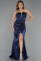 Abschlusskleid Lang Satin Marineblau ABU5417