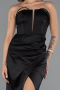 Abschlusskleid Lang Satin Schwarz ABU5417