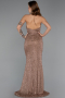 Abendkleid Lang Perlenbesetzt Kupfer ABU5403