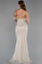 Abendkleid Lang Perlenbesetzt Beige ABU5403