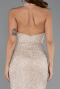Abendkleid Lang Perlenbesetzt Beige ABU5403