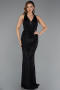 Abendkleid Lang Perlenbesetzt Schwarz ABU5403