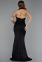 Abendkleid Lang Perlenbesetzt Schwarz ABU5403
