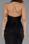 Abendkleid Lang Perlenbesetzt Schwarz ABU5403